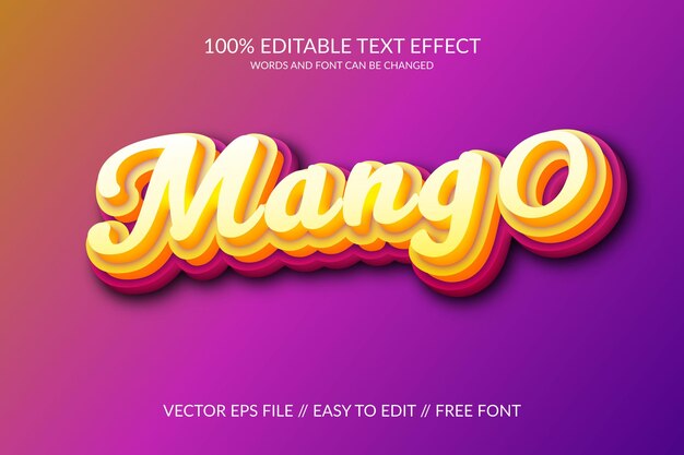 mango 3d vector fully editable text effect