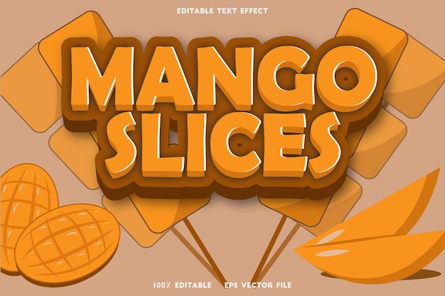 mango slice editable text effect emboss cartoon style