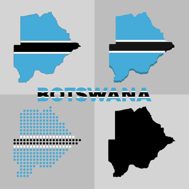 Map of Botswana. Outline map and flag of the country of Botswana. Vector