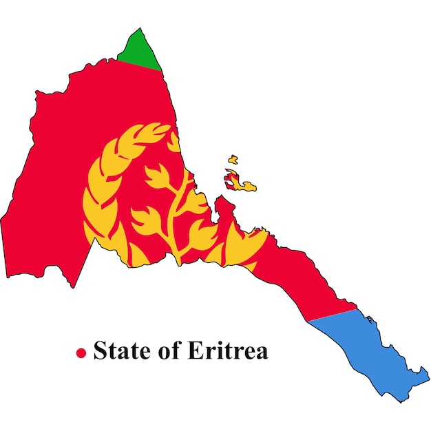 Map of Eritrea with its flag
