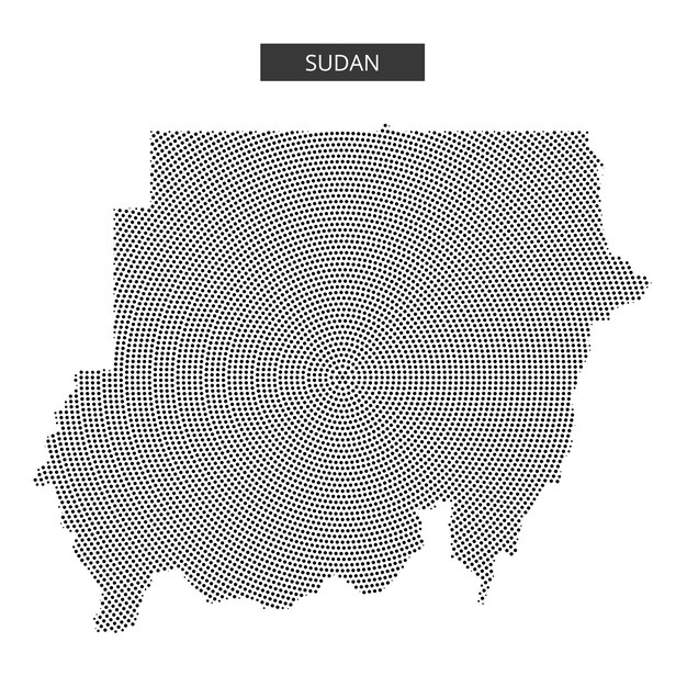 Map of Sudan represented in a unique dot pattern design showcasing its geography
