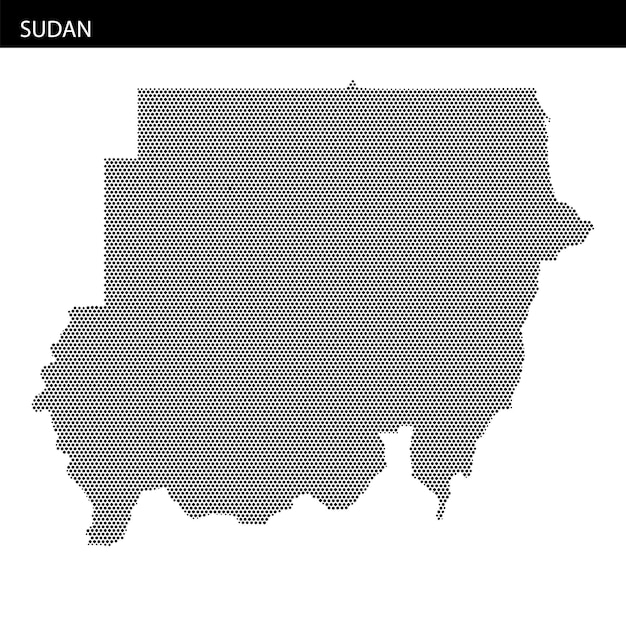 Map of Sudan represented in a unique dot pattern design showcasing its geography