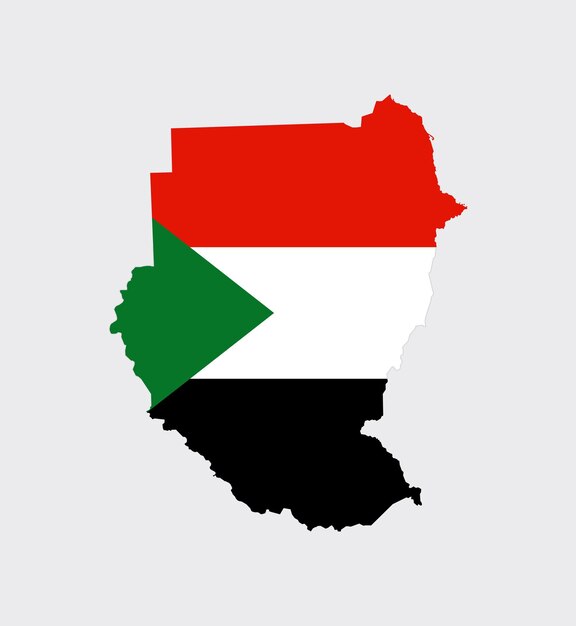Map of Sudan with National Flag
