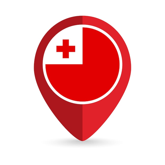 Map pointer with country Tonga Tonga flag Vector illustration