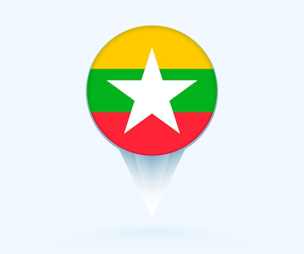 map pointer with flag of myanmar