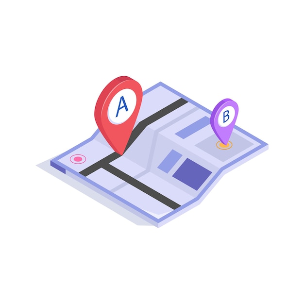 map route isometric vector design isolated on white background