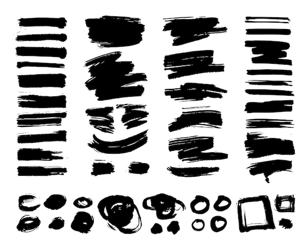 Marker brush strokes, a set of design elements, shapes for text and decoration