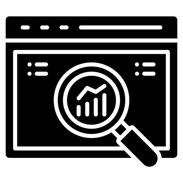 Market Search Glyph Solid Black Illustration