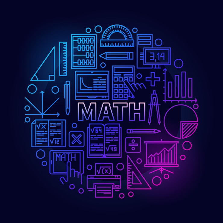 Vektori math vector concept round colored illustration in thin line style