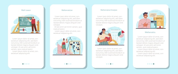 Mathematician mobile application banner set mathematician use