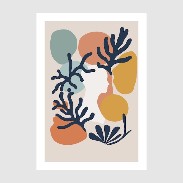Matisse style illustration Modern abstract collage with hand drawn shapes Vector illustration for your design