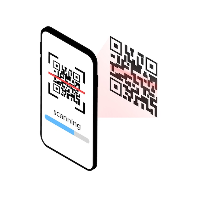 Matkapuhelin skannaa QR-koodin. QR-skanneri