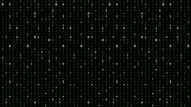 Matrix background Cyber security with binary code Rapidly falling randomly green numbers Decoding algorithms hacked software Big data visualization