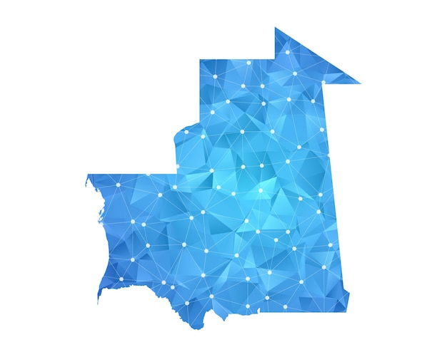 Mauritania map line dots polygonal abstract geometric.