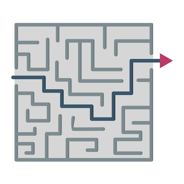 Maze Solution Flat Illustration