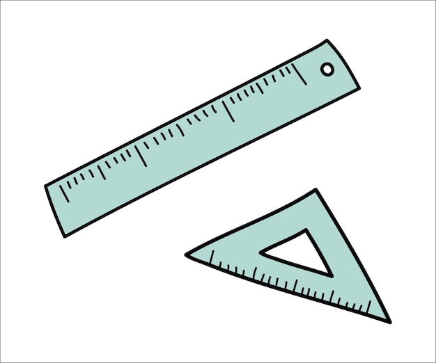 measuring tools ruler and triangle vector doodle illustration in eps10