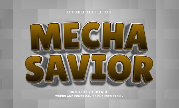 mecha savior editable text effects with a robot and game theme