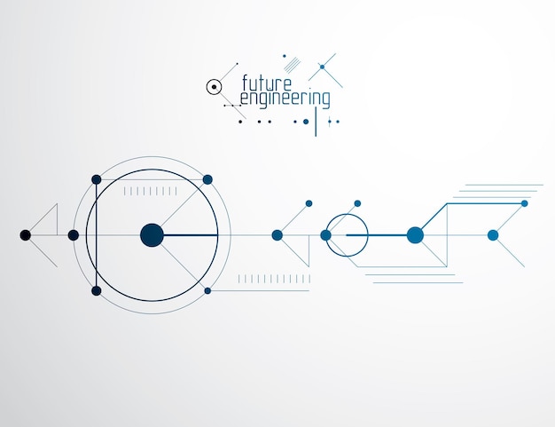 Mechanical engineering technology vector abstract background, cybernetic abstraction with innovative industrial schemes.