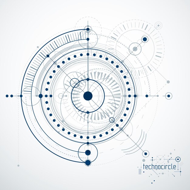 Mechanical engineering technology vector abstract background, cybernetic abstraction with innovative industrial schemes.
