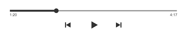 Mediaplayer progress loading bar with time slider play rewind and fast forward buttons Simple tem