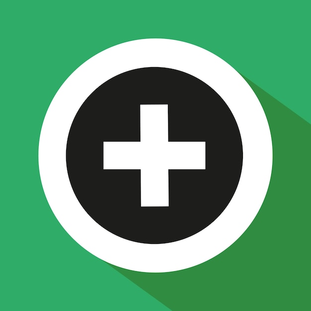 Medical cross icon Green background vector Healthcare symbol design Simple graphic illustration