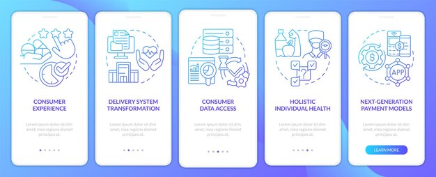 medical management troubles blue gradient onboarding mobile app screen