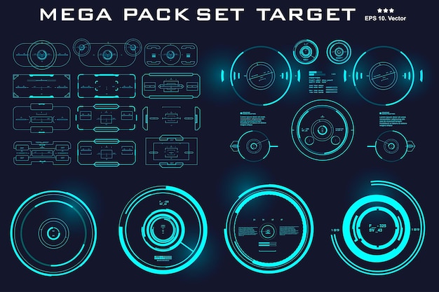 mega pack set target hud futuristic blue user interface futuristic virtual graphic touch user interface