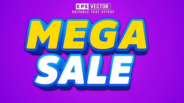 mega sale 3d editable text effect vector with background