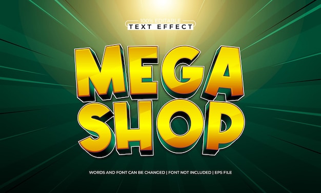 mega shop editable text effect with a discount and offer text style