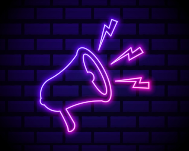 Megaphone icon isolated on dark brick wall background
