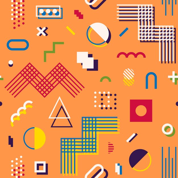 Memphis-tyylinen abstrakti geometrinen saumaton kuvio