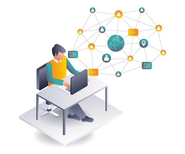 men expanding networks through computer technology