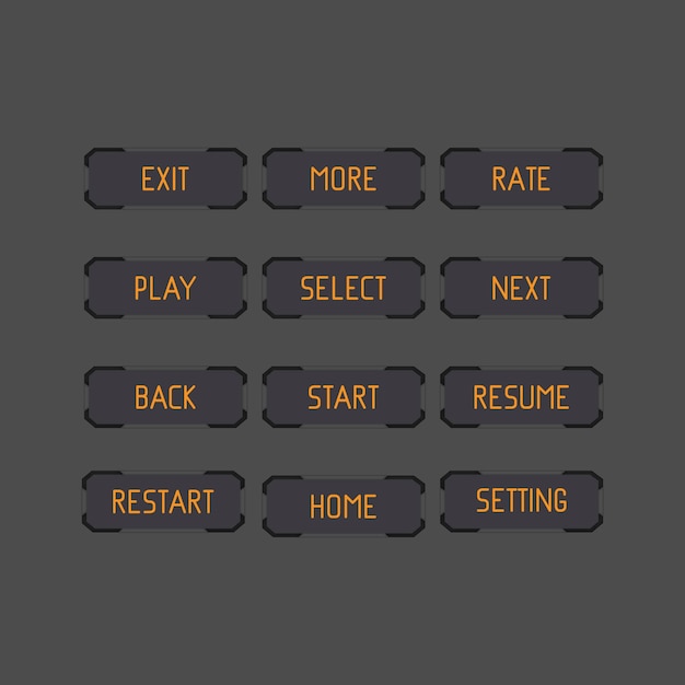 Menu button game template gui kit button interface for build web and mobile games and apps