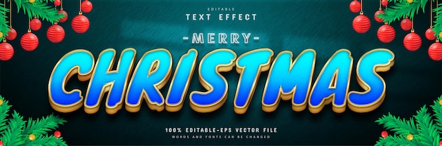 merry christmas blue gold text effect