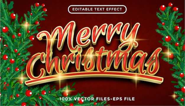 Merry christmas text. editable text effect premium vectors