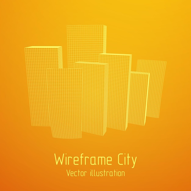 Mesh low poly wireframe cubes array like skyscraper city Connected lines Connection Box Structure Digital Data Visualization Concept Vector Illustration
