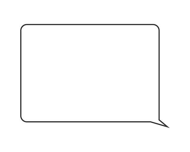 Message or speech bubble in outline style Empty chat frame template isolated on white background Mobile messenger app dialog element