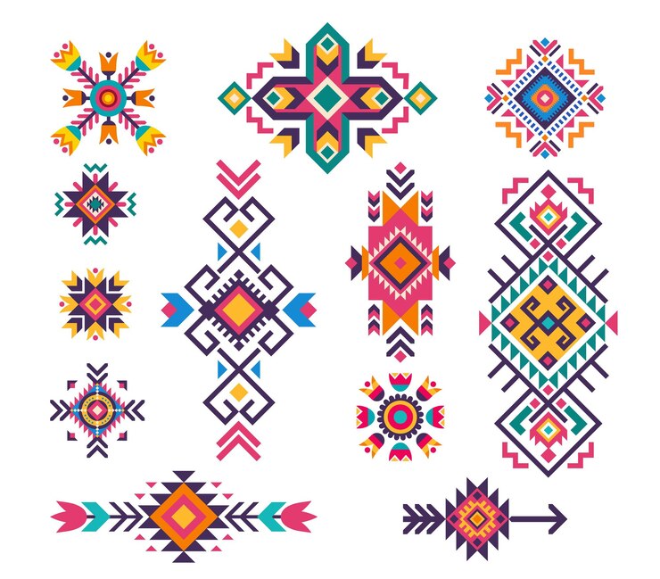 Vektori mexican folk tribal motif pattern ethnic ornament