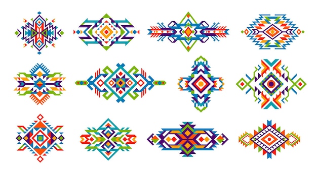 Mexican tribal geometric patterns ethnic ornament