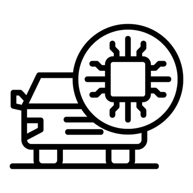 Microchip car icon Outline Microchip car vector icon for web design isolated on white background
