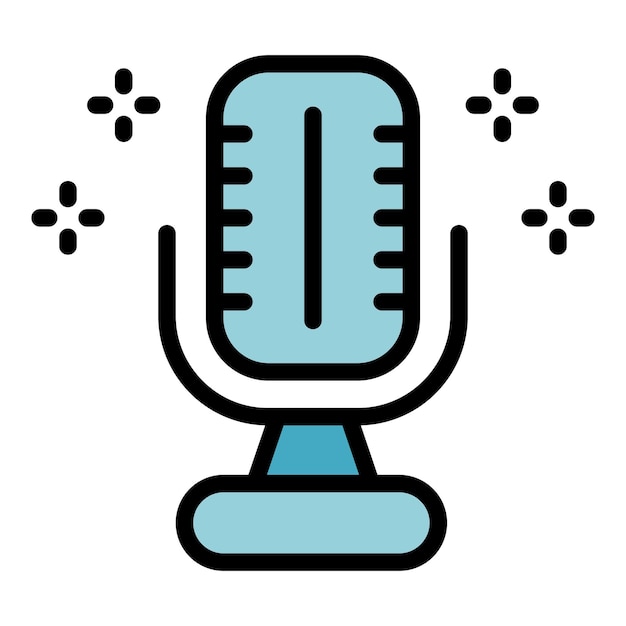 microphone birthday icon outline vector present party holiday surprise color flat