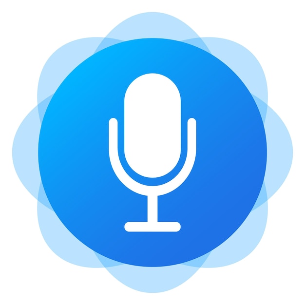 Microphone on blue background Voice message voice recorder media online communication correspondence messenger mail send messaging texting search by sound social media Vector illustration