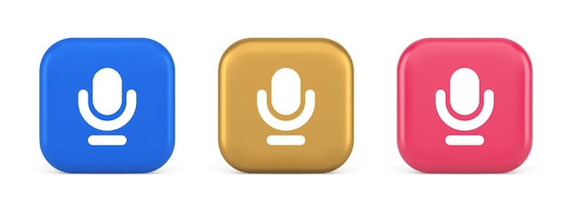 microphone sound live recording button web app design radio music broadcasting 3d realistic icons