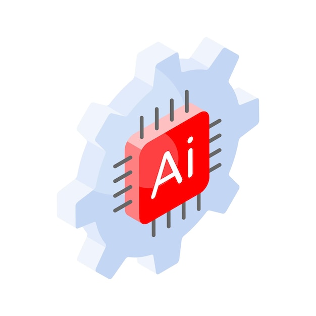 Microprocessor with gear concept icon of automation in modern style
