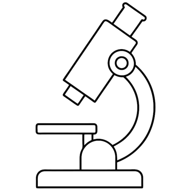 Microscope Icon Black White Line Art Vector Logo silhouette element