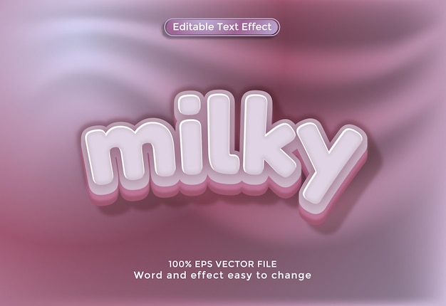 milky text, 3d style editable text effect