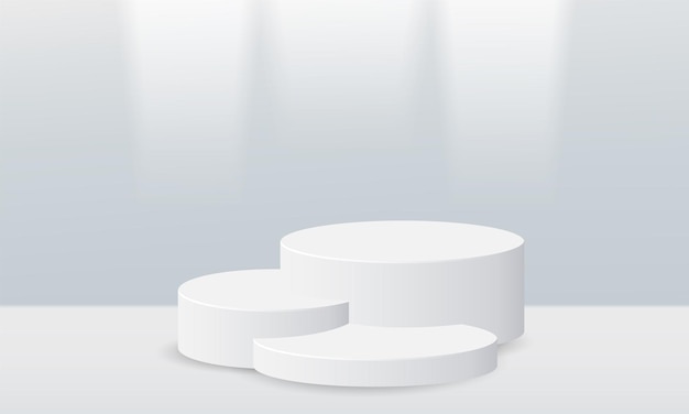 Minimal 3d display product minimal scene with geometric podium platform collection Modern white circle pedestal podium with empty room background Stand to show cosmetic products
