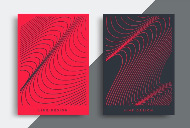 Minimal design brochure layout with wave lines Black and red striped background Vector