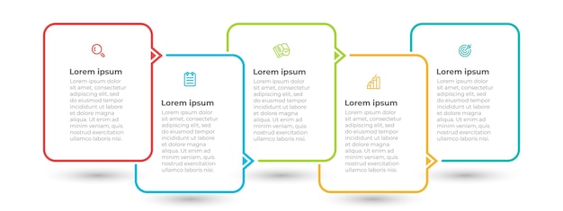 Minimal infographic template with icons and 5 options or steps
