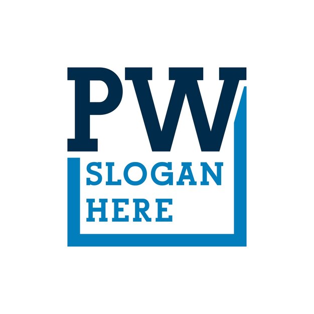 Minimal Initials Logo Letters P and W PW Initial PW Letter Logo